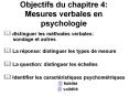 Objectifs du chapitre 4: Mesures verbales en psychologie PowerPoint PPT Presentation