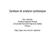Syntaxe et analyse syntaxique