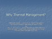 Why Thermal Management?