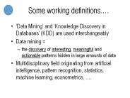 Some working definitions