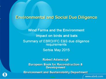 Environmental and Social Due Diligence