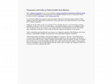 Woonsocket Call Profile on Political Staffer Ryan Bilodeau