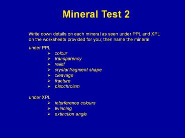 Geology: Mineral Test 2 for higher
