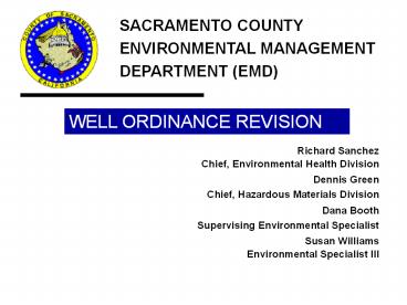 Well Ordinance Revision