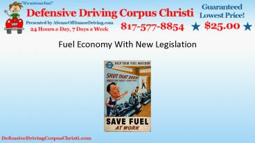 Fuel Economy With New Legislation
