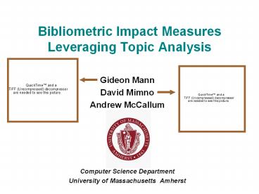 Bibliometric Impact Measures Leveraging Topic Analysis