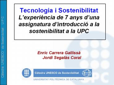 Tecnologia i Sostenibilitat L