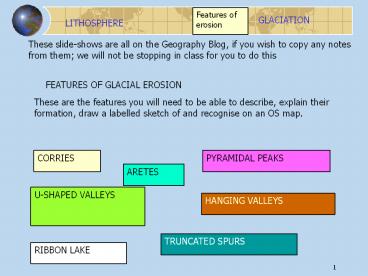 FEATURES OF GLACIAL EROSION