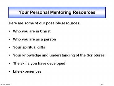 Your Personal Mentoring Resources