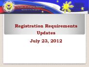 Registration Requirements Updates