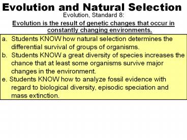 Evolution and Natural Selection