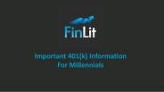 Important 401(k) Information For Millennials