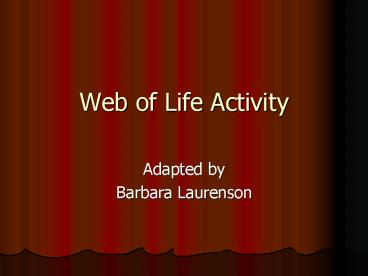 Web of Life Activity