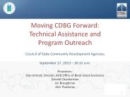 Moving CDBG Forward: Technical Assistance and Program Outreach
