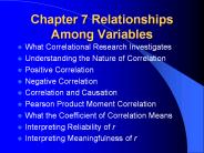 Chapter 7 Relationships Among Variables