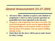General Announcement (01.07.2004)