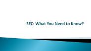SEC: What You Need to Know?