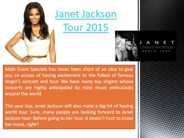 Janet Jackson Tour
