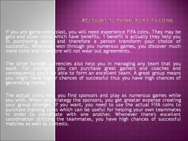 Relevant to Paying for FIFA Coins