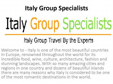 Italy Group Specialists presentation