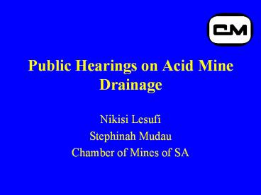Public Hearings on Acid Mine Drainage