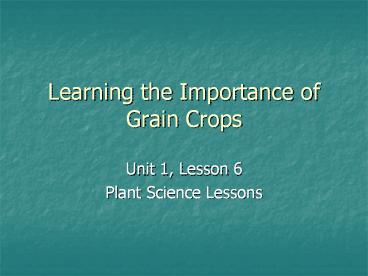Learning the Importance of Grain Crops