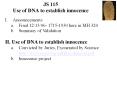 JS 115 Use of DNA to establish innocence PowerPoint PPT Presentation