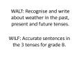WALT: Recognise and write about weather in the past, present and future tenses. PowerPoint PPT Presentation