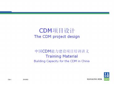 CDM???? The CDM project design