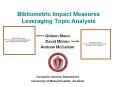 Bibliometric Impact Measures Leveraging Topic Analysis PowerPoint PPT Presentation
