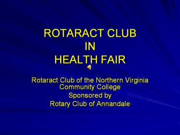 ROTARACT CLUB IN HEALTH FAIR