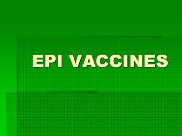 EPI VACCINES