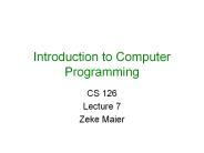 Introduction to Computer Programming