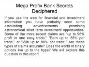 Mega Profix Bank Secrets Deciphered Review