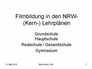 Filmbildung in den NRW-(Kern-) Lehrpl