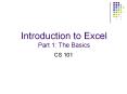 Introduction to Excel Part 1: The Basics PowerPoint PPT Presentation