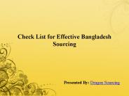 Check List for Effective Bangladesh Sourcing