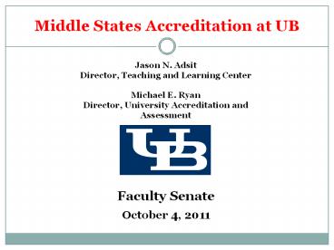 Middle States Accreditation at UB