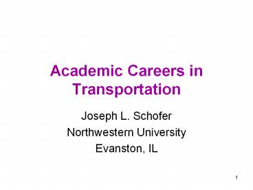 Academic Careers in Transportation