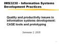 Quality%20and%20productivity%20issues%20in%20information%20systems%20development: PowerPoint PPT Presentation
