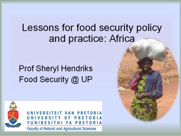 Lessons for food security policy and practice: Africa