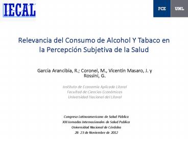 Relevancia del Consumo de Alcohol Y Tabaco en la Percepci