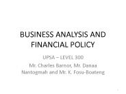 BUSINESS ANALYSIS AND FINANCIAL POLICY