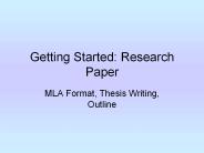 Getting Started: Research Paper