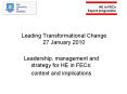 Leading Transformational Change 27 January 2010 PowerPoint PPT Presentation