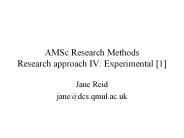 AMSc Research Methods Research approach IV: Experimental [1]