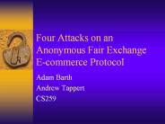 Four Attacks on an Anonymous Fair Exchange E-commerce Protocol