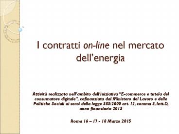 I contratti on-line nel mercato dell