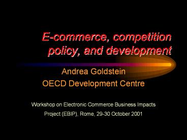 E-commerce, competition policy, and development