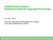 CS188 Guest Lecture: Statistical Natural Language Processing